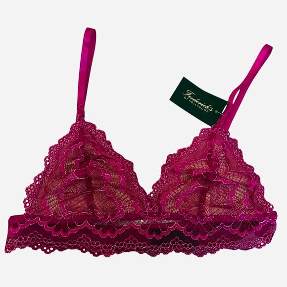 Frederick's of Hollywood Other - Fredericks of Hollywood Barbiecore Triangle Lace Bralette Bra Pink S NWT